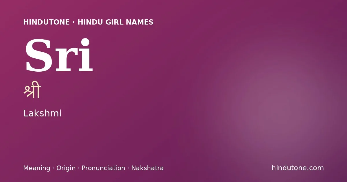 Sri — Hindu Girl Names with S