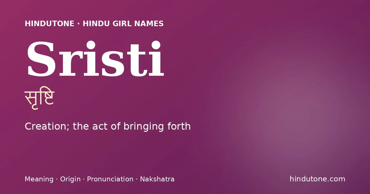 Sristi — Hindu Girl Names with S