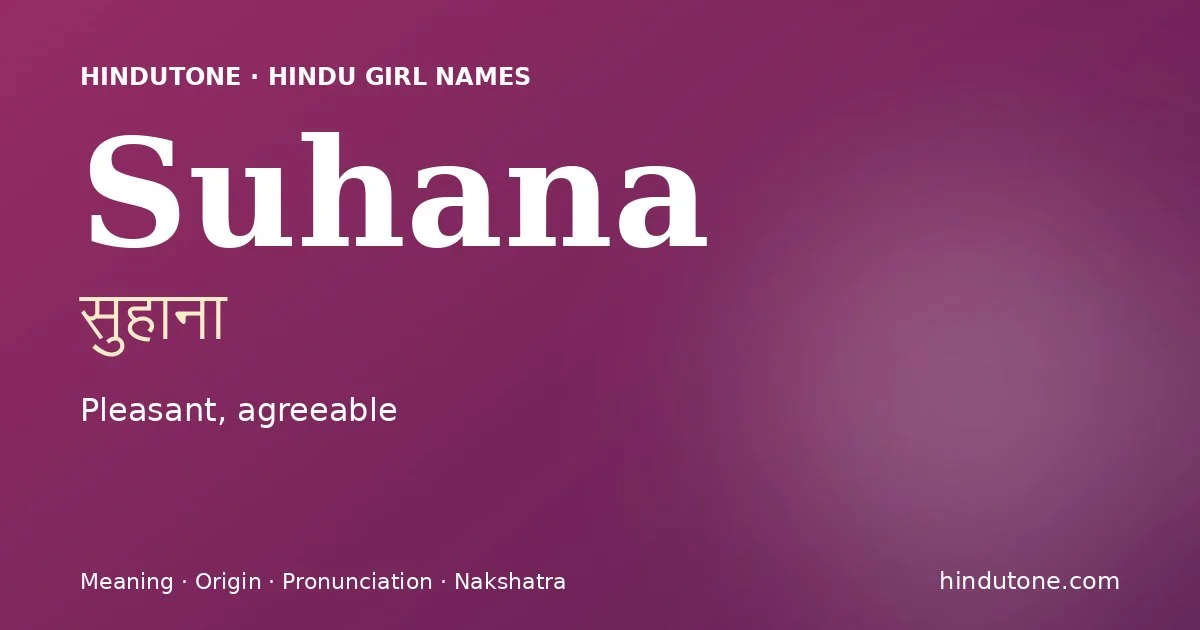 Suhana — Hindu Girl Names with S