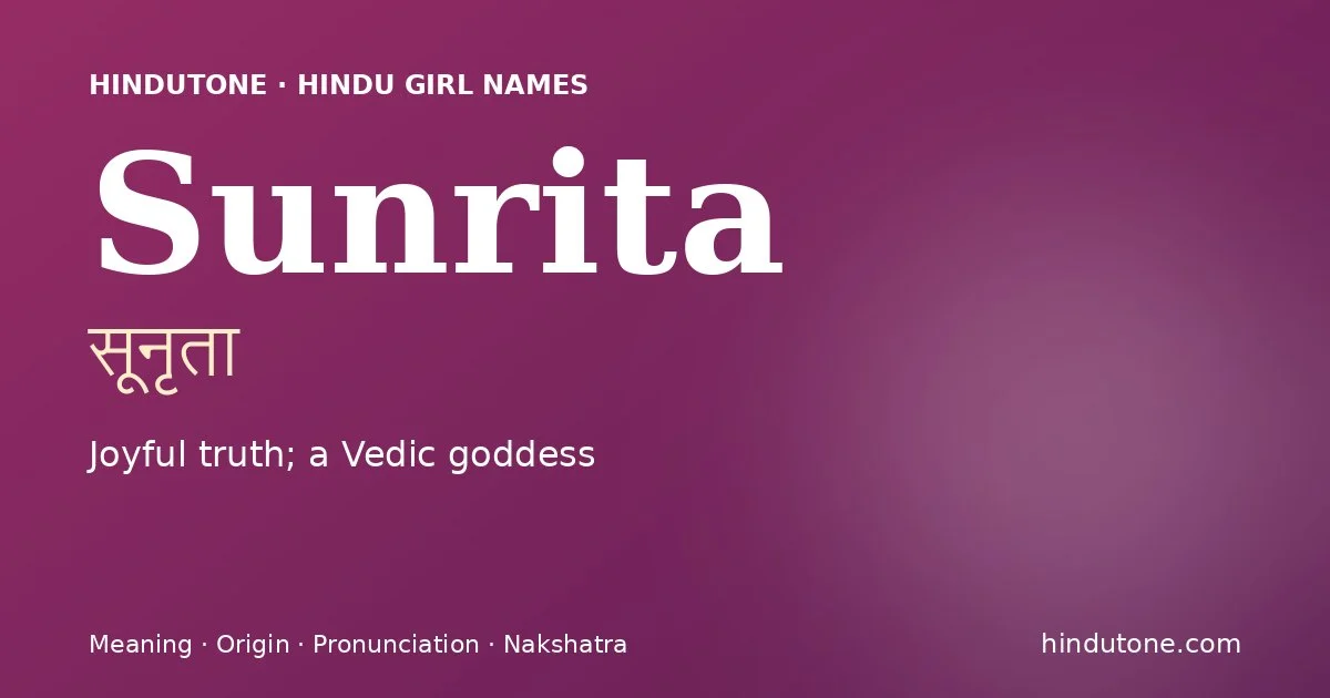 Sunrita — Hindu Girl Names with S