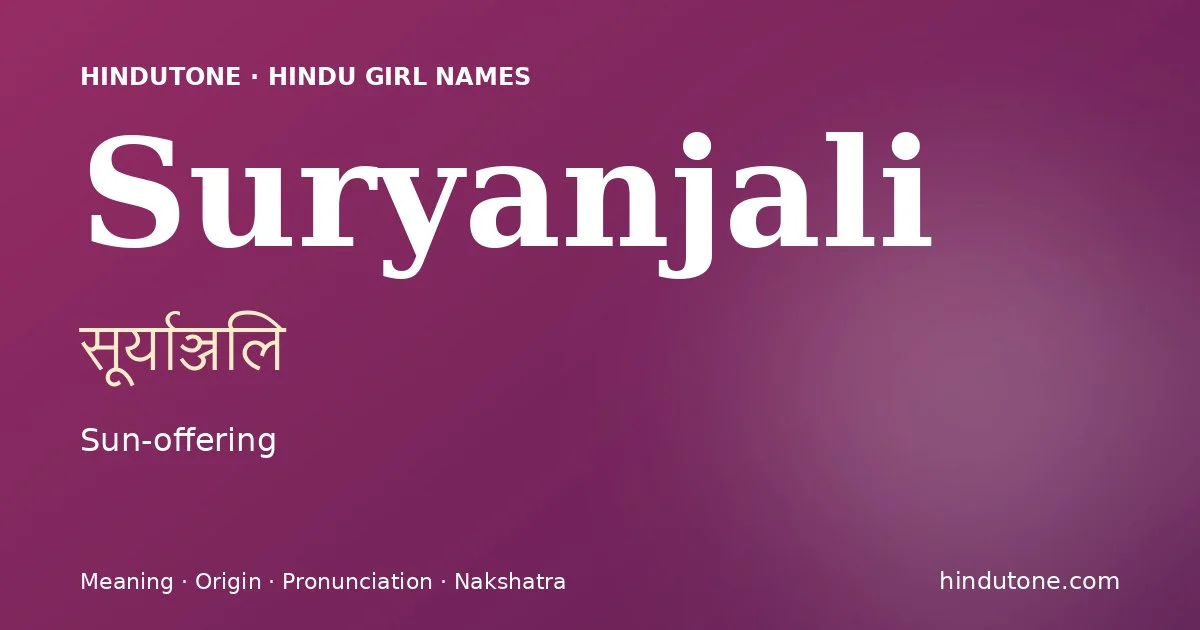 Suryanjali — Hindu Girl Names with S
