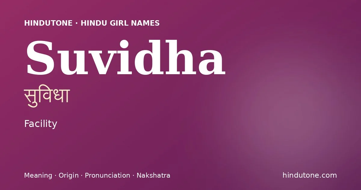 Suvidha — Hindu Girl Names with S