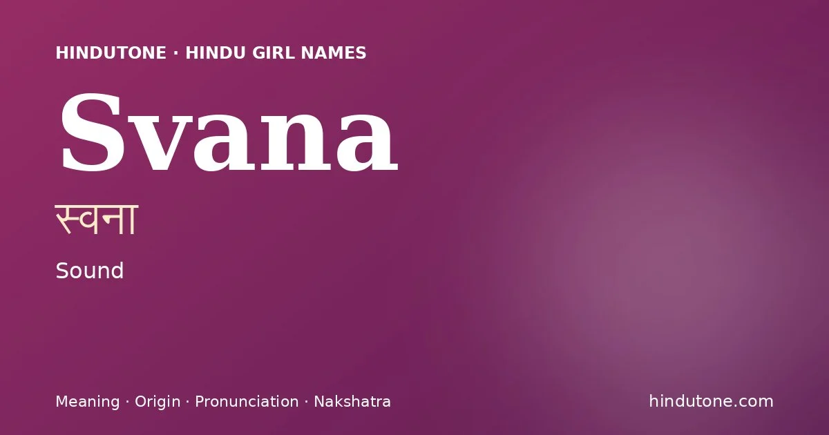 Svana — Hindu Girl Names with S