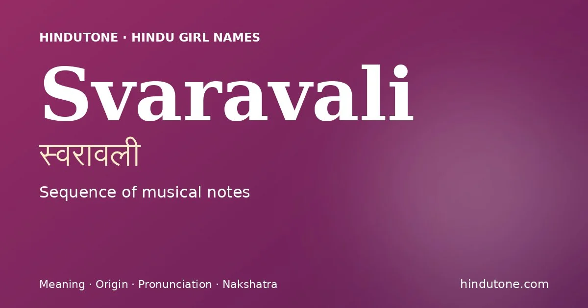 Svaravali — Hindu Girl Names with S