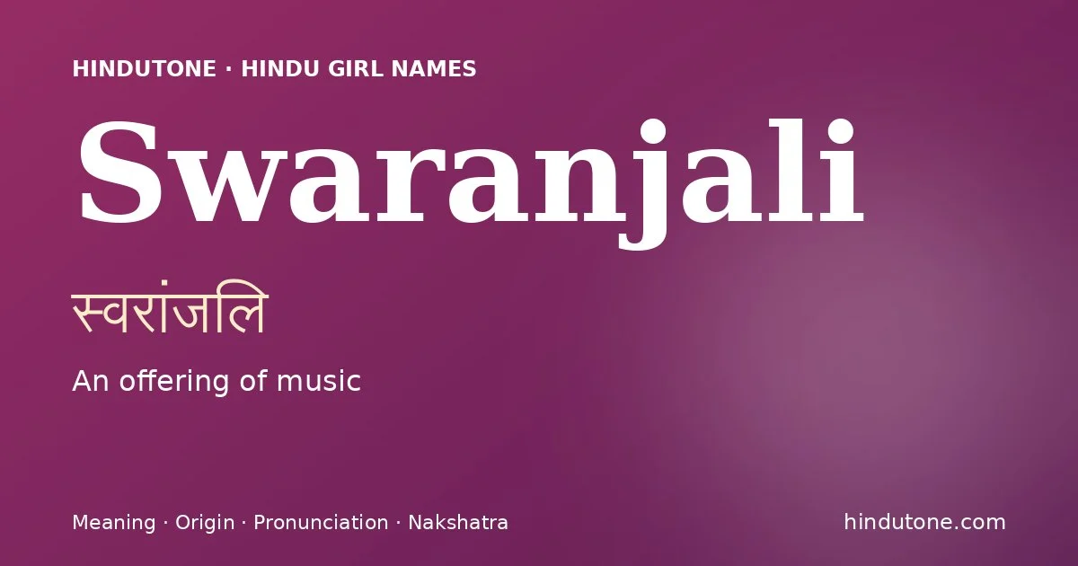 Swaranjali — Hindu Girl Names with S