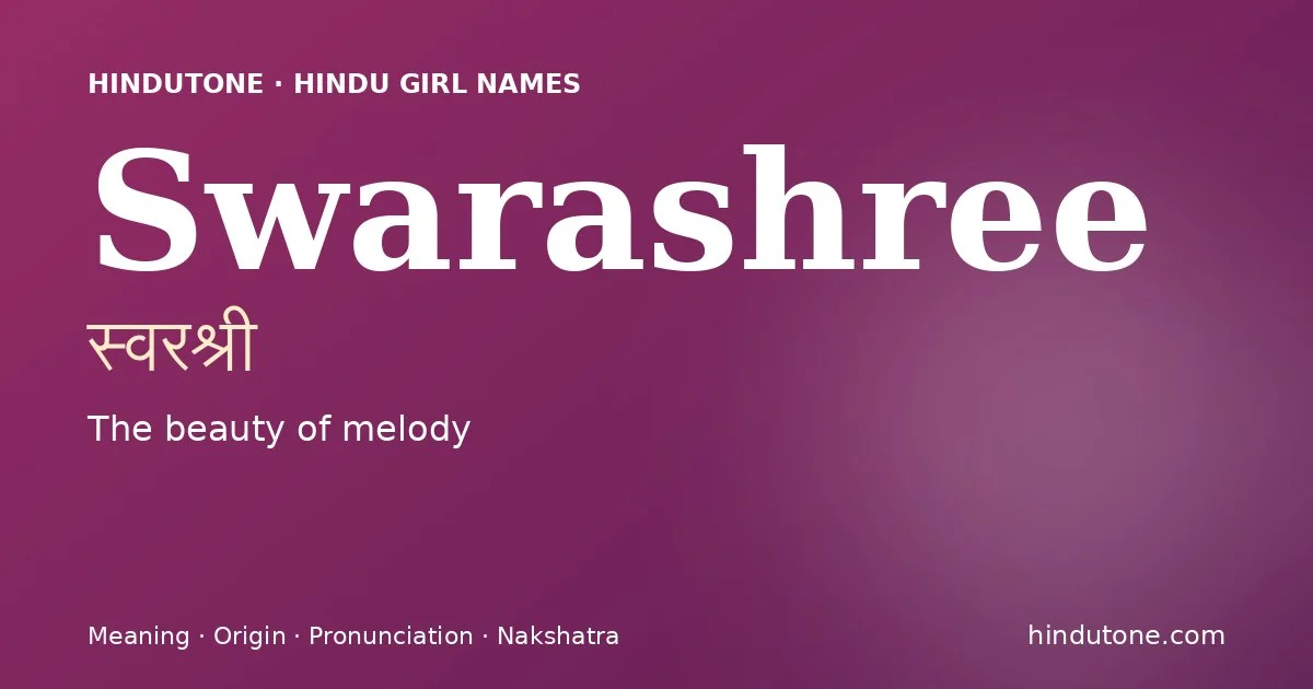 Swarashree — Hindu Girl Names with S