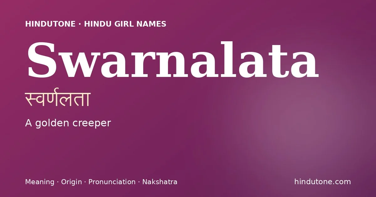 Swarnalata — Hindu Girl Names with S