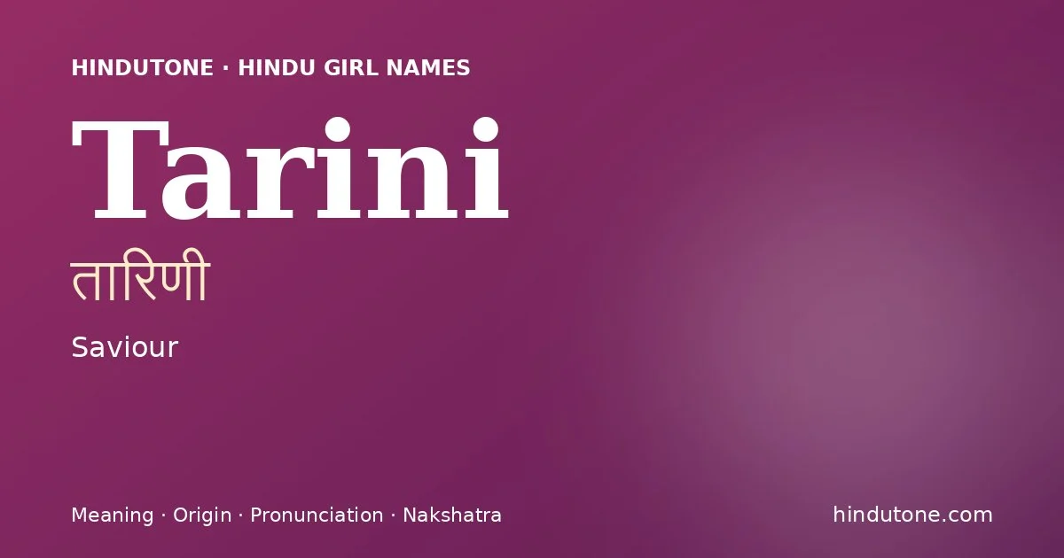 Tarini — Hindu Girl Names with T