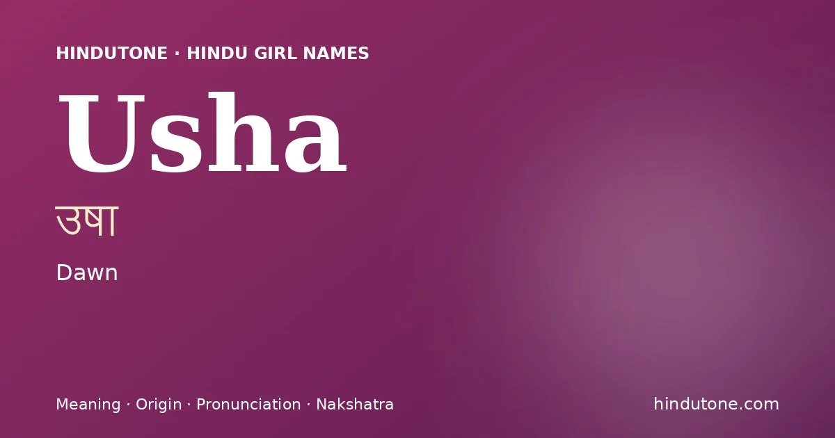 Usha — Hindu Girl Names with U
