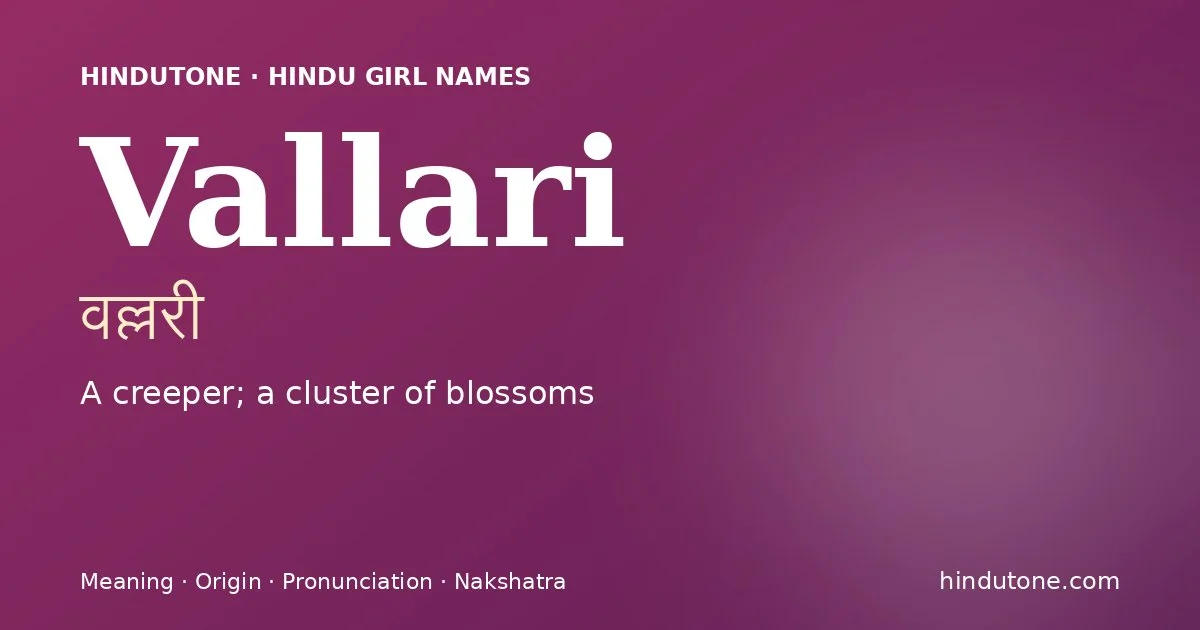 Vallari — Hindu Girl Names with V