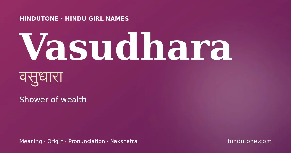 Vasudhara — Hindu Girl Names with V