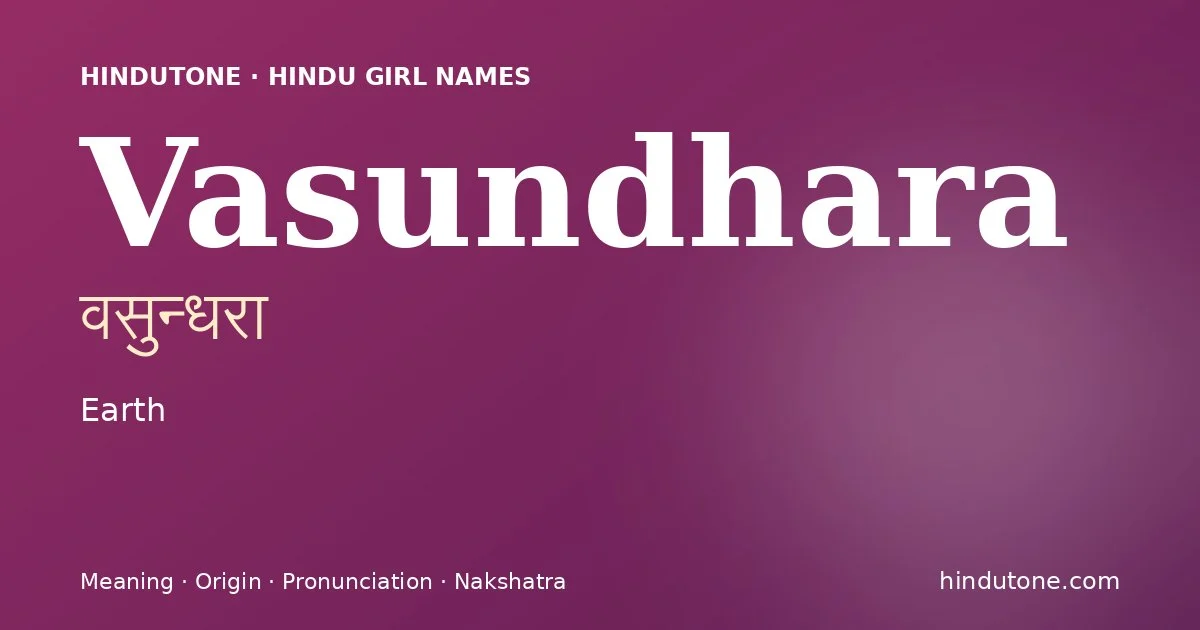 Vasundhara — Hindu Girl Names with V