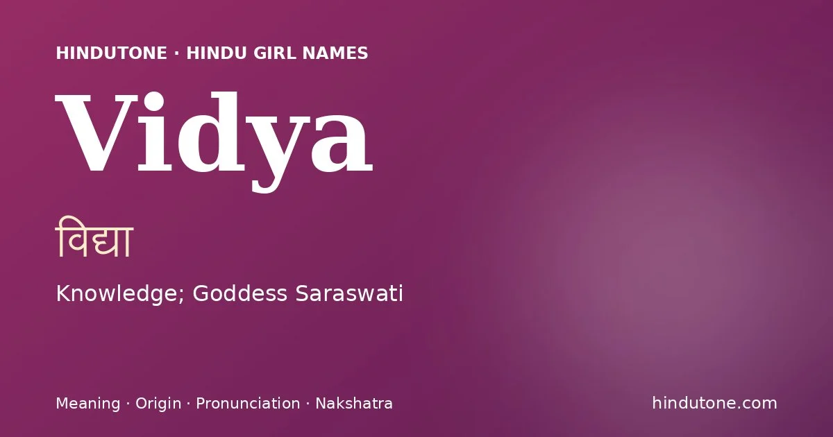 Vidya — Hindu Girl Names with V