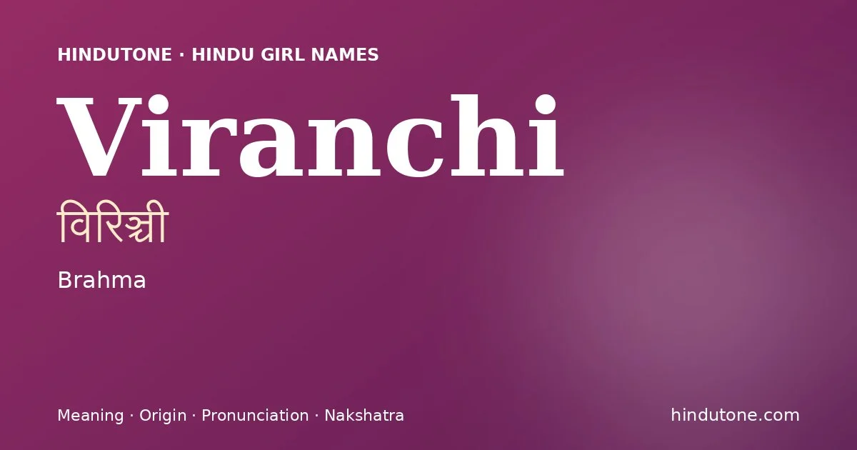 Viranchi — Hindu Girl Names with V