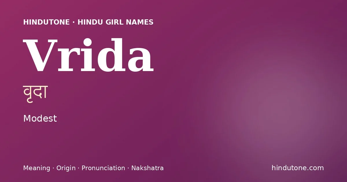 Vrida — Hindu Girl Names with V